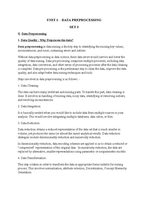 SET3 DATA Preprocessing - UNIT 1 - DATA PREPROCESSING SET 3 I] Data ...