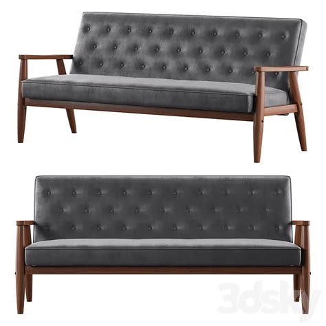 Baxton Studio Sorrento Mid-century Modern 3-seater Sofa 3DS Max Model ...