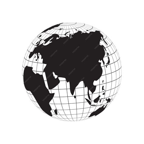 Premium Vector | World globe silhouette asia and europe continent map, earth latitude and ...
