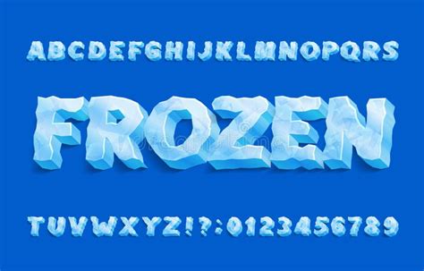 Frozen Alphabet Font. 3D Ice Letters and Numbers with Shadow Stock ...