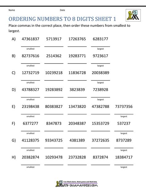 Image result for Ordering Numbers Questions