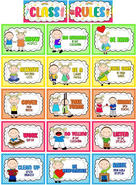Alpurple 17 Pcs A4 Classroom Rules Preschool Class Rules Posters ...