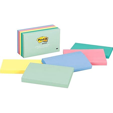Post-It Notes - 3 inch x 5 inch, Pack of 5 Pads, Lined, Pastel Multi ...