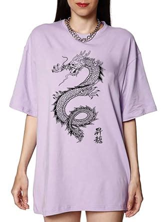 Chinese Dragon Printed Oversized Lavender T-Shirt Fashion Trending ...