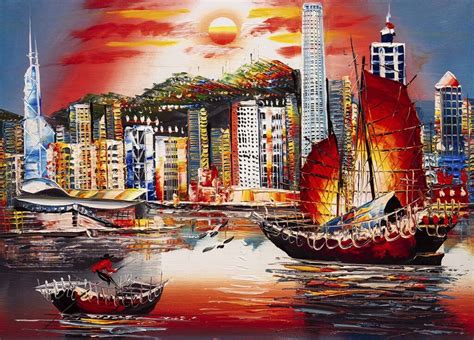 A painting of boats in a city - Magicdecor®