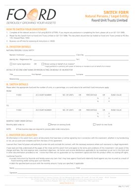Fillable Online Foord Switch Form - Maysure Financial Services Fax ...