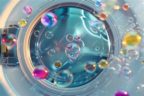 Captivating bubbles in a lifelike washing machine featuring aigenerated ...