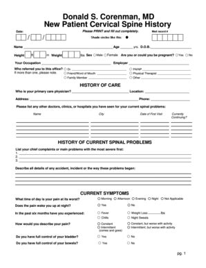 Fillable Online orthodoc aaos Cervical Spine History Form - The ...