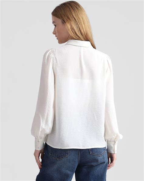 Beige Puff-Sleeves Shirt