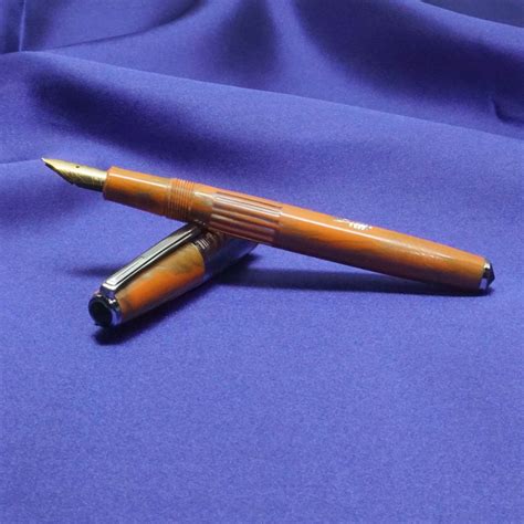 Airmail Wality 70B Orange color Marble Finish Cap and Body Silver Trim ...