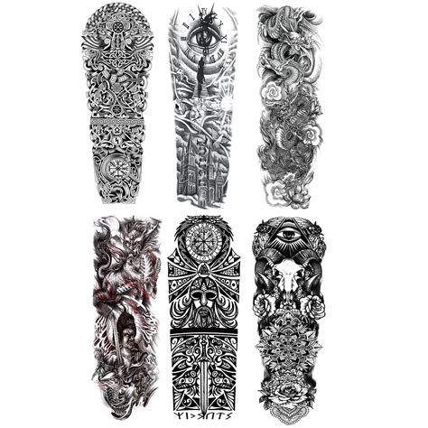 Buy Kotbs 6 Sheets Large Tribal Totem Temporary Tattoo Sleeves ...