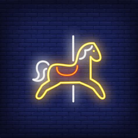 Carrousel paard neon teken | Gratis Vector