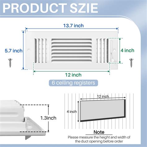 Snapklik.com : Datanly 6 Pcs Air Ceiling Vent Covers 3 Way Sidewall ...