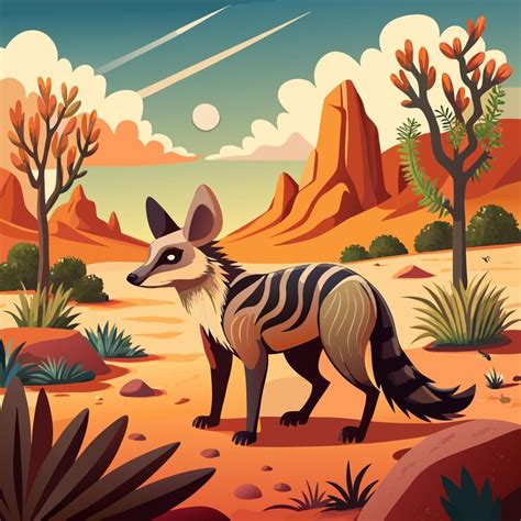 Aardwolf with desert vibes tshirt illustration | Premium AI-generated ...