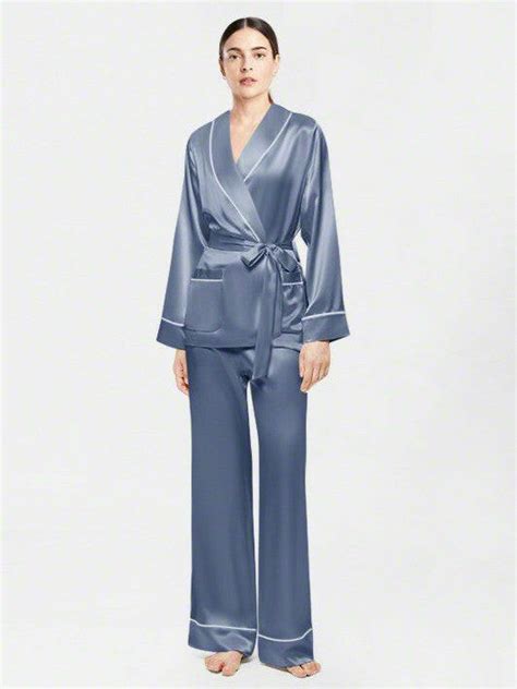 Linen Wrap Set with Pallazo in Navy Blue