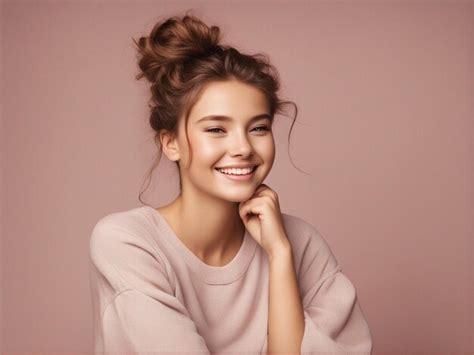 A girl have nice hairstyle wearing trendy high quality clothes fashion ...