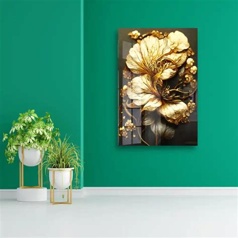 Buy Luxury Golden Floral Acrylic Wall Art – ClassyArtZ.com