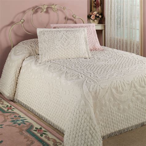 Kingston Beige or White Chenille Bedspreads