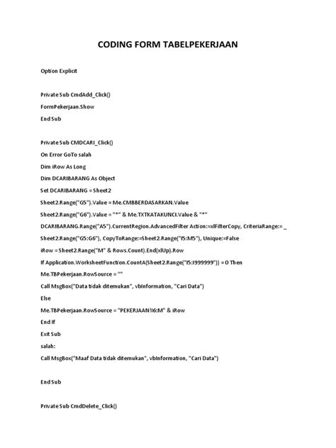 Image result for Contoh Coding Document