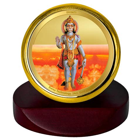 Diviniti 24K Gold Plated Hanuman Ji Frame For Car Dashboard, Home Deco ...