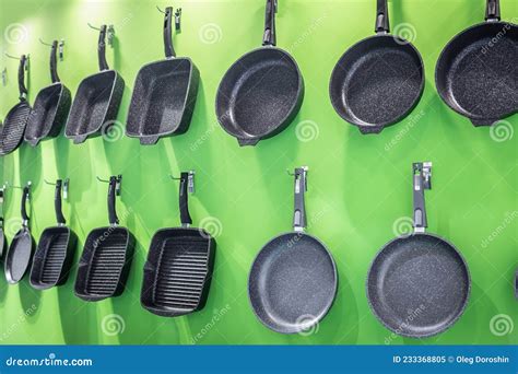 Different Types of Non-stick Frying Pans for Cooking Stock Image ...