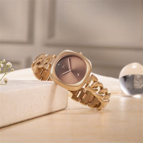 Buy Online Vyb Spotlight By Fastrack Quartz Analog Brown Dial Rose Gold ...