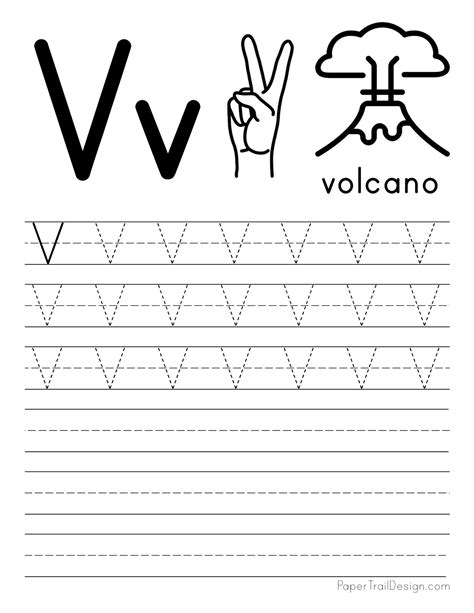 Letter V Tracing Worksheets