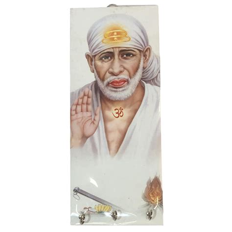 Sai Baba white dressed Wooden Key Holder 3 hooks – Sri Prarthana