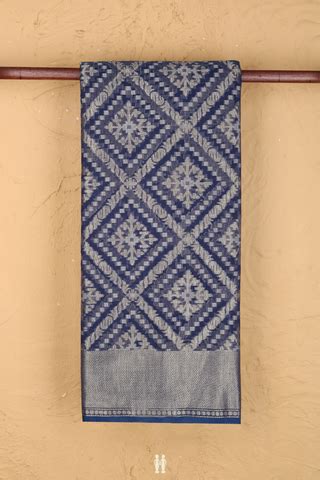 Kota Cotton Saree In Oxford Blue With Diamond Design – Sundari Silks