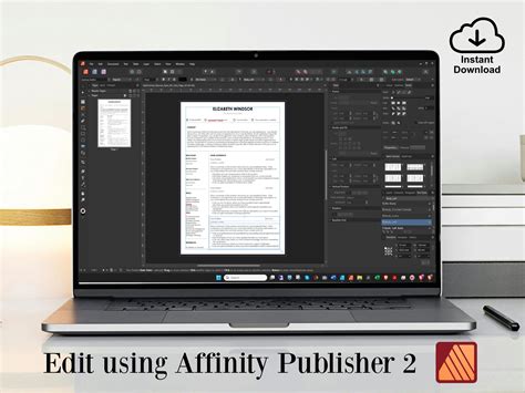 Affinity Publisher Editable Resume Template | Professional CV, Cover ...