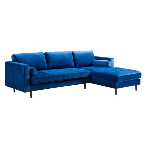 NEW Navy Blue Velvet Sectional 2 Toss Pillows Modern | Ubuy India