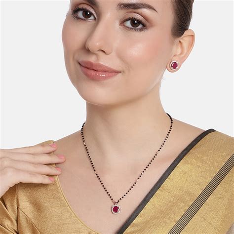 Buy Estele Rose Gold Plated CZ Sparkling Square Designer Mangalsutra ...