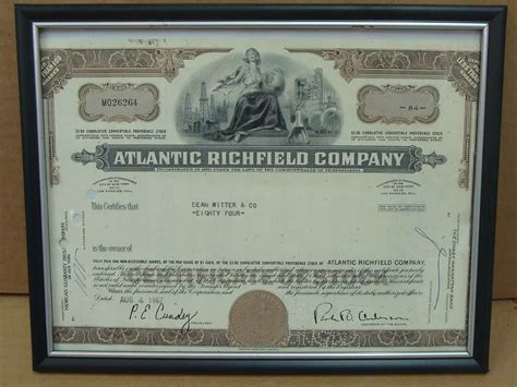 Original 1967 Atlantic Richfield Company Stock Bond | Auburn Spring ...