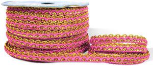 Adhvik CWG0443-02 (M:9460) Pink & Gold (8mm X 18 Mtr) Gota Patti Fancy ...