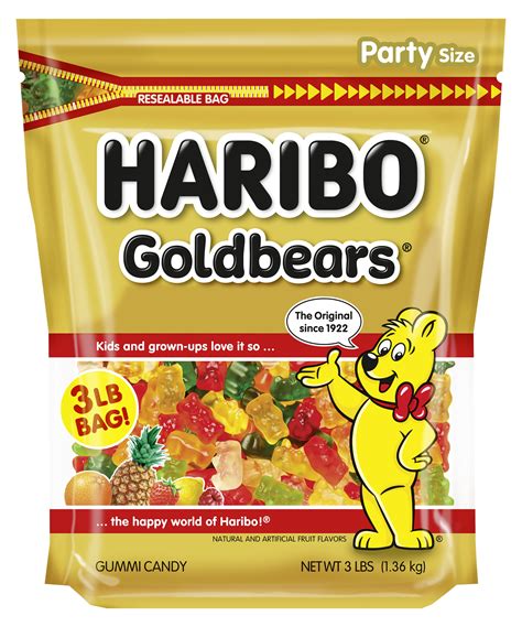 HARIBO Goldbears Gummy Bears Original Assorted Fruit Flavor Candy Gummies, 3lb, Bulk Party Size ...
