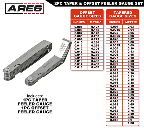 GetUSCart- ARES 11042-2-Piece Tapered Feeler Gauge and Offset Feeler ...