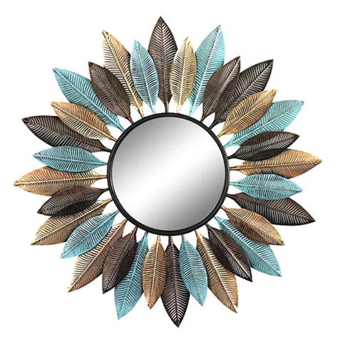 Multicolored Leaves Circular shape Wall Mirror – SUREKH DECOR