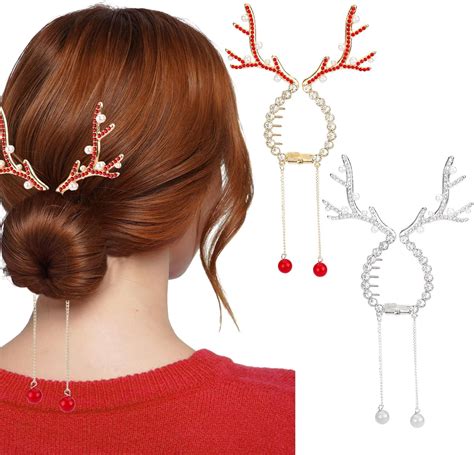 Amazon.com : Christmas Hair Accessories, Hapdoo 2Pcs Christmas Reindeer ...