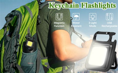 Emcrovi COB Mini Keychain Flashlights, Rechargeable Keychain Lights, 4 ...
