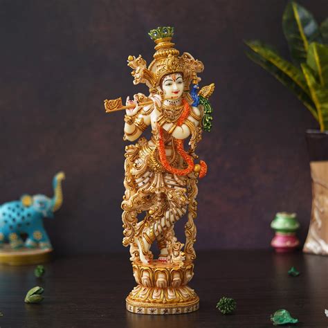 Buy Collectible India 38 Cm Large Radha Krishna Idol Hindu Religious ...