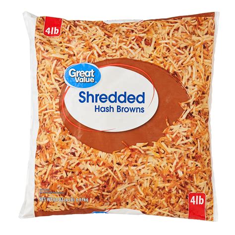 Great Value Shredded Hash Browns 4 lbs Frozen Fully Cooked Stove Top ...