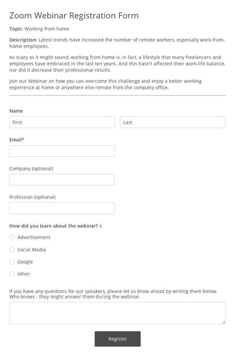 Image result for Webinar Registration Form