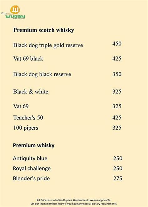 Menu at Wugan, Vijayawada, Novotel Vijayawada Varun