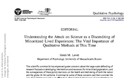Qualitative Psychology 2025: Affirming Minoritized Experiences Through ...
