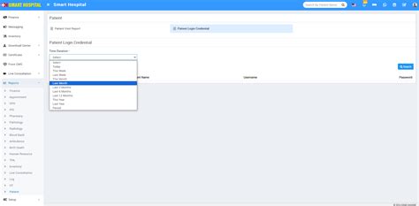 Patient Login Credential Report - Smart Hospital : Hospital Management ...