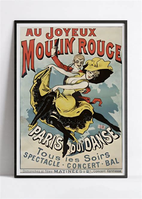 Moulin Rouge Vintage Poster Paris France Bal Du Moulin Rouge