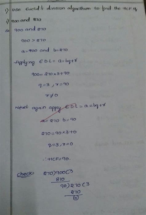 use Euclid's division algorithm to find the hcf of 900 and 270 - Brainly.in