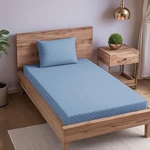 Buy Trance Home Linen Jacquard Solid Weave Fitted Bedsheet for Single ...