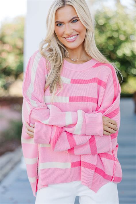 Give You Joy Pink Striped Sweater – Shop the Mint