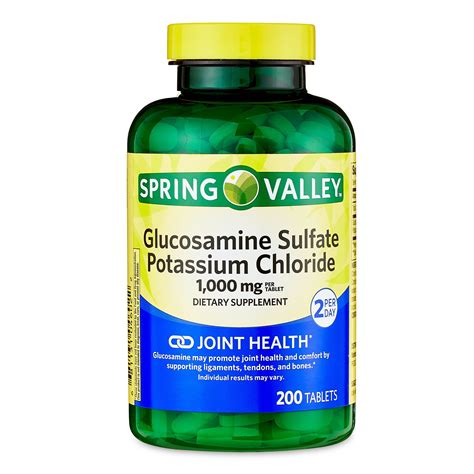 Spring Valley Glucosamine Sulfate Potassium Chloride Dietary Supplement Tablets for Joint Health ...
